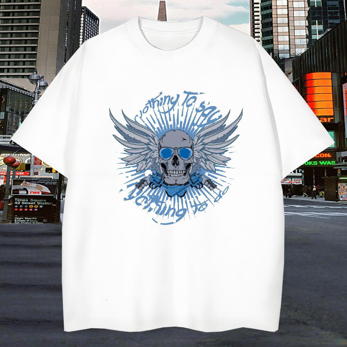 Unisex T-Shirts 100% Cotton 230g skull Hip Hop Custom Print Plus Size Short Sleeve Soft Men Tees 2024 New Polos