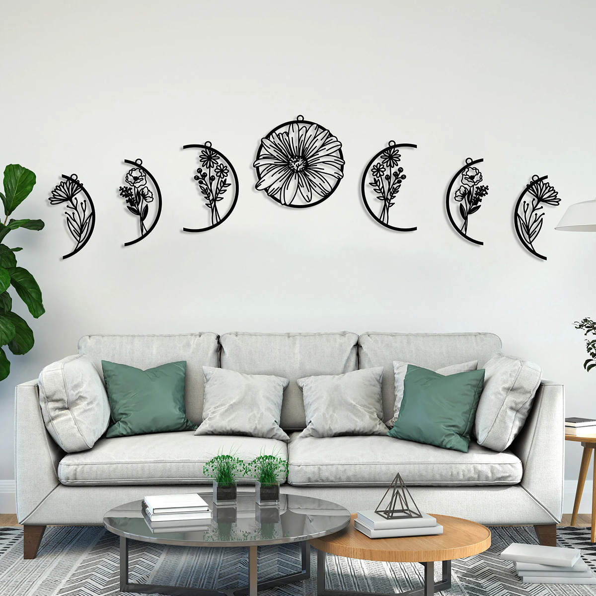 Bohemian Decor Moon Flower Metal Wall Decor Living Room Decor Kitchen Decor Bed Decor