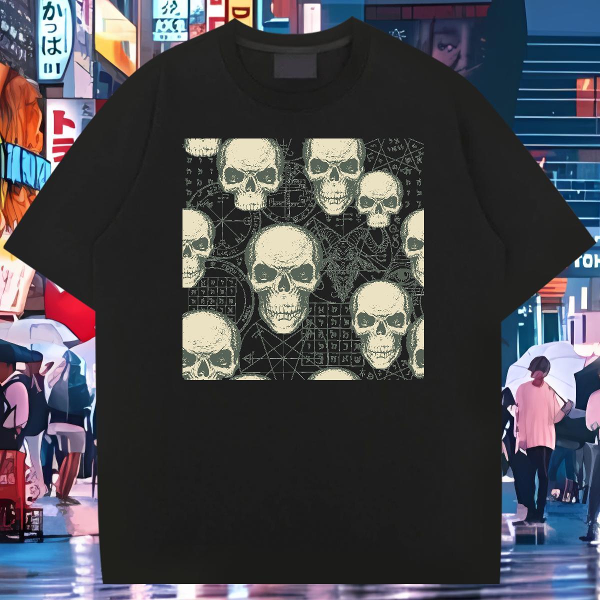 Soft T-Shirts for Men 100% Cotton 230g skull Hip Hop Custom Big Size Breathable Short Sleeve Men Tops Tees DIY Customized Tee Shirt