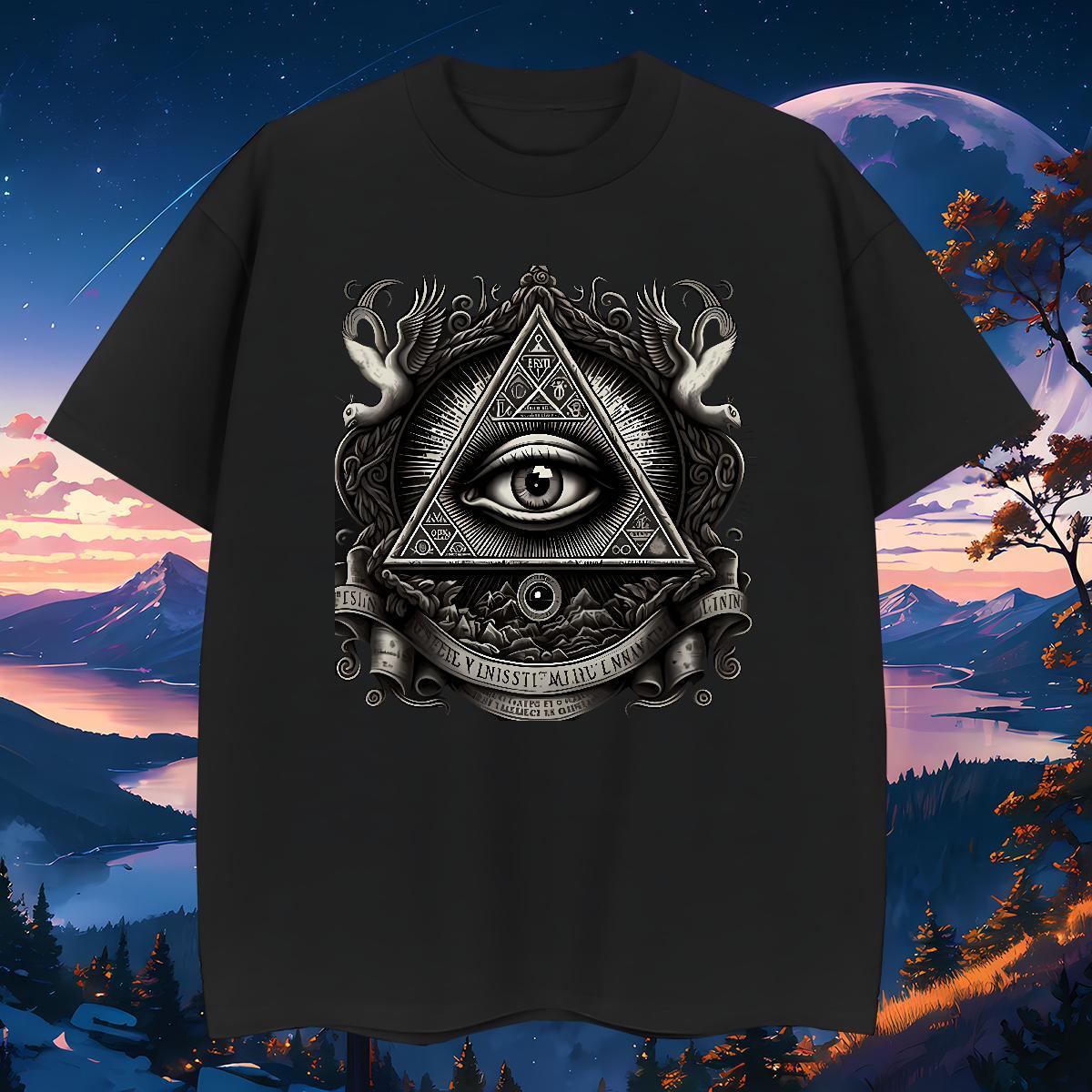 High Quality Mens T Shirts 230g Cotton eye of the devil Daily Wear Oversized 4XL Round Neck Short Sleeve Men Clothes T-Shirt New Arrival Tees Shirts