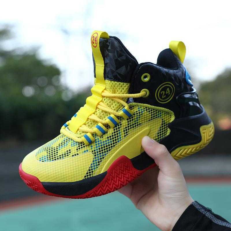 Athletic Outdoor 2024 New Spring Boys Sports and Leisure Childrens Shoes Trendy and Fashionable Basketball Shoes Middle and High School Students Sneak