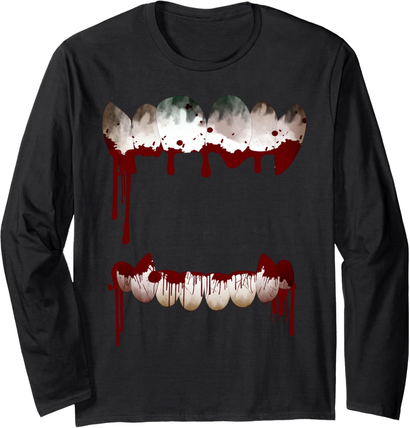 Long Sleeve Shirts for Men sweatshirt Scary Horror Graphic Mouth Bloody Teeth Halloween Long Sleeve Tee Streetwear Casual tops clothes