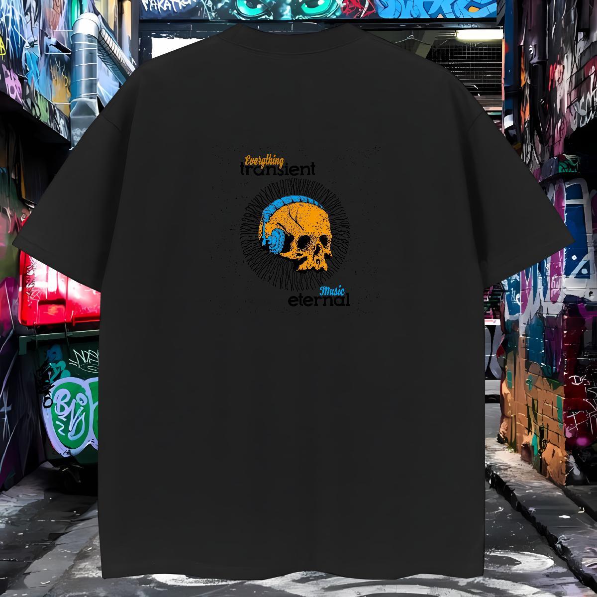 Loose T Shirts Men 100% Cotton 230g monster Casual Daily Wear DIY Breathable Short Sleeve Men Tops Tees Fashion Tshirts