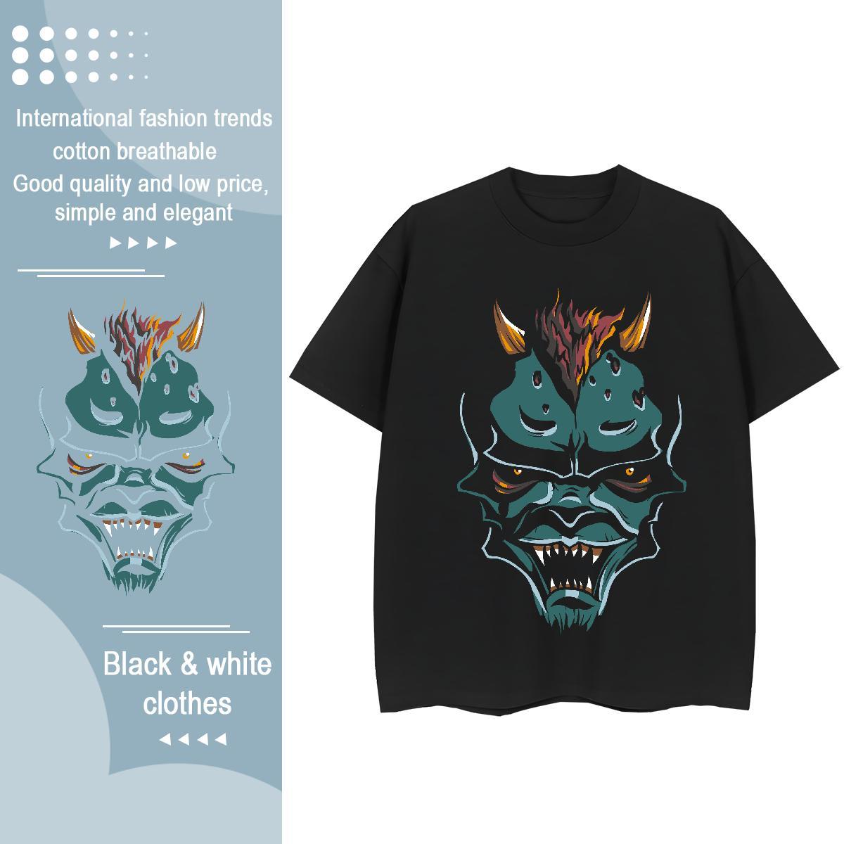 Free Shipping Women Tees 230g Pure Cotton painting Street Wear T shirt Short Sleeve O-Neck Skull Top Tees