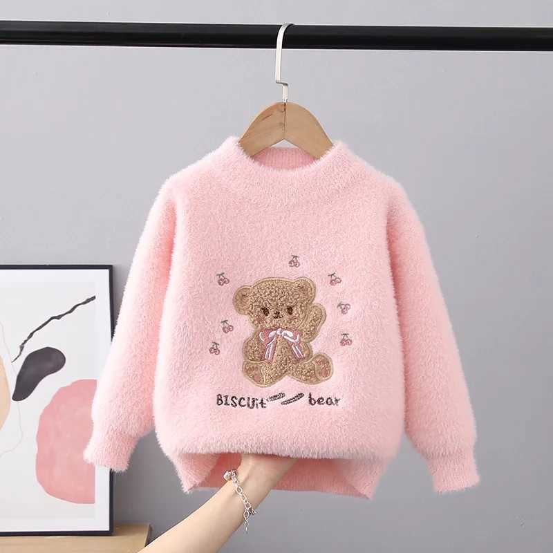 2022 Autumn and Winter Childrens Sweater Tuhua Girls Round Neck Knitwear Plush School 3-11 Year Old Teen Girls RankingW240824