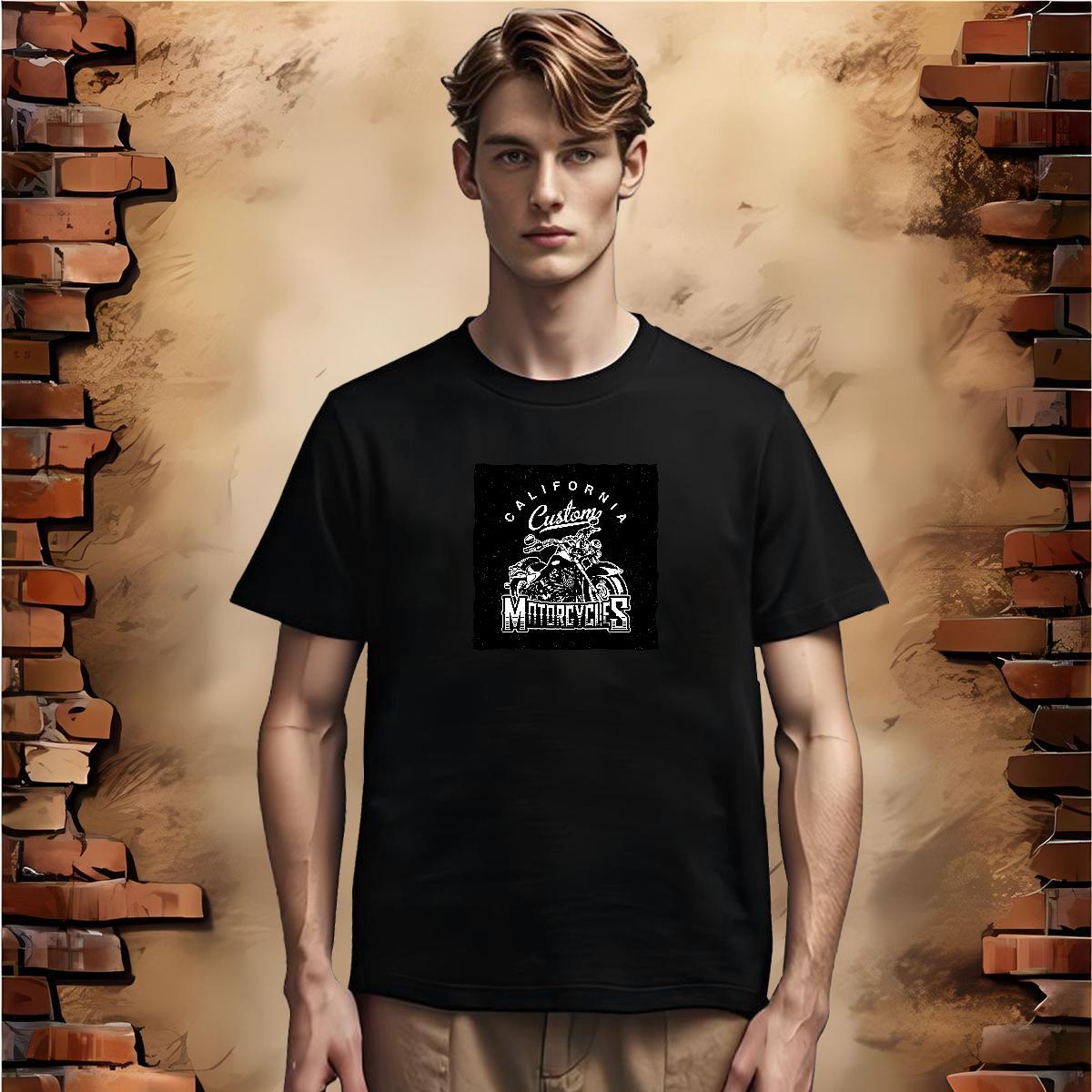 Unisex Mens T Shirts 230g Pure Cotton Motorcycle Beach Custom Printed Crew Neck Men Tops Tees Fashion Design Tee Shirt