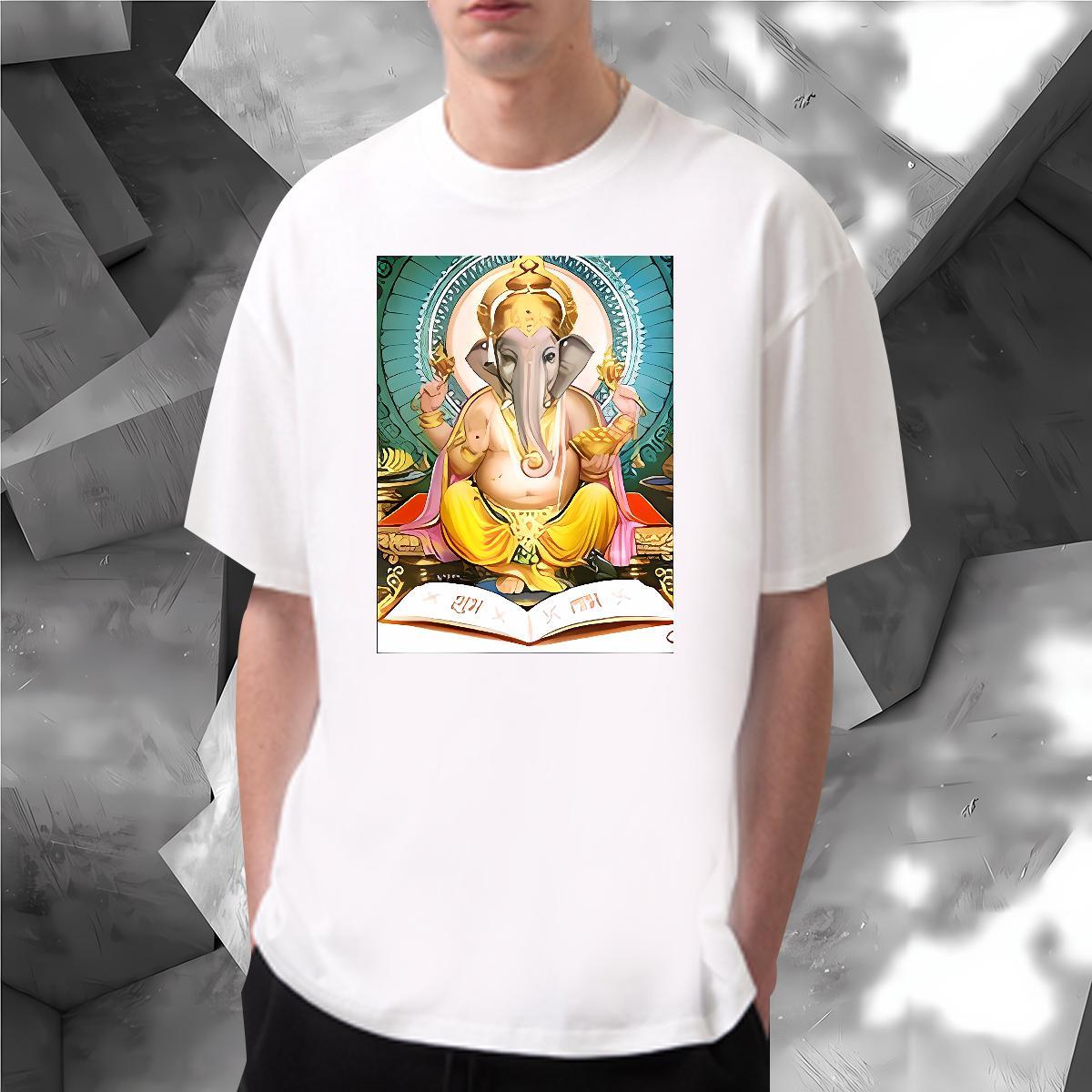 Comfortable Man T Shirts 230g Cotton elephant Daily Wear Custom Print Oversized O-Neck Short Sleeve Men Clothes T-Shirt 2024 Summer Tshirts