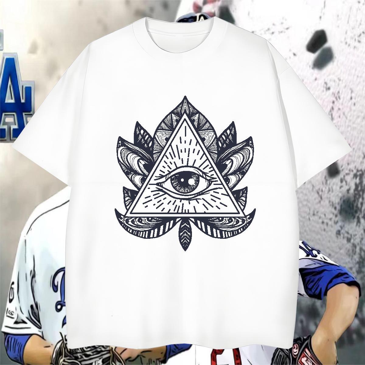 Wholesale T-Shirts 230g 100% Cotton eye of the devil Hip Hop Plus Size Cartoon O Neck Short Sleeves Mens Tshirts Fashion Tops Shirt