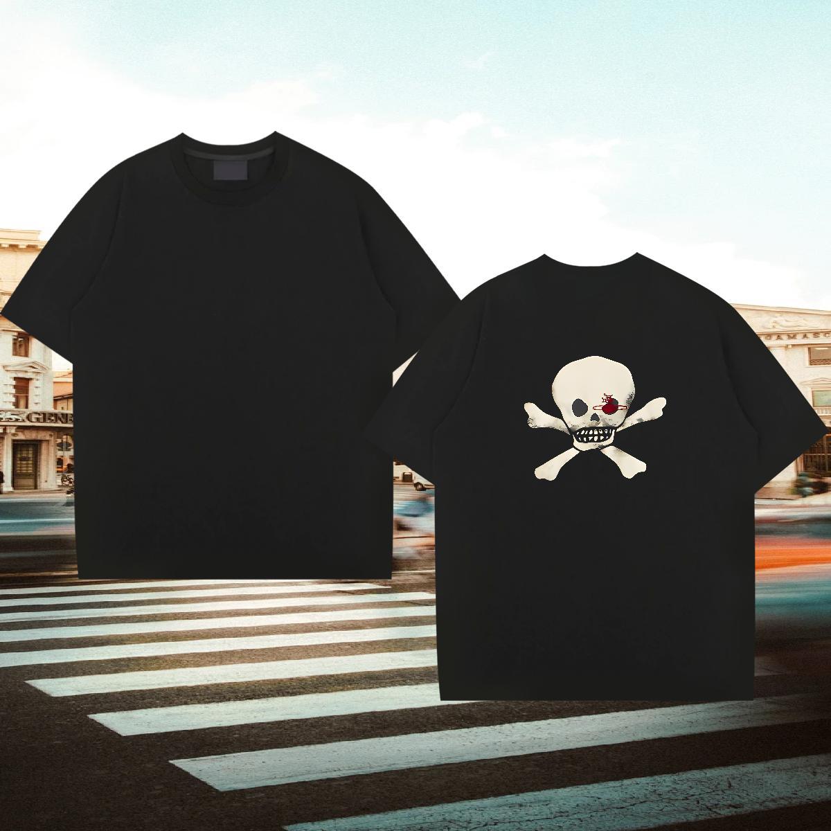 Comfortable Mens T Shirts 230g Pure Cotton skull Street Wear White Plus Size Breathable Men Tshirts New Designer Polos