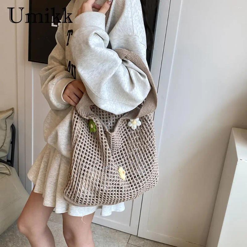 Shoulder Bags Women Knitted Crochet Large Capacity Woven Hobo With wer Decor Casual New Beach Simple Summer