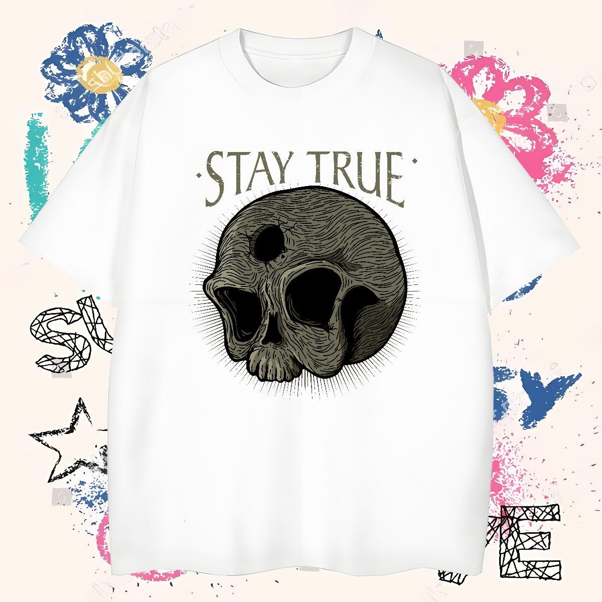 Designer Men T Shirts 230g 100% Cotton skull Street wear Hip Hop Cartoon Printing L-4XL Breathable Tshirt for Man Woman Designer Fashion Wear
