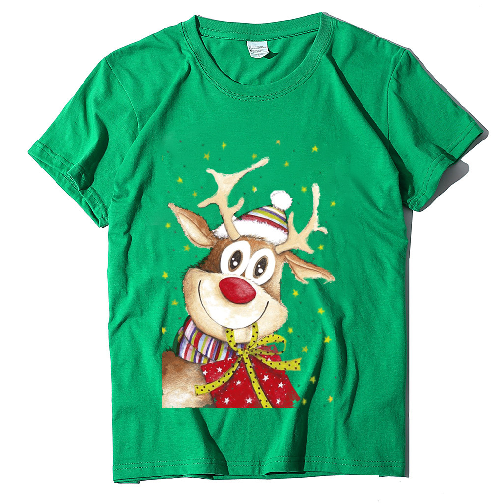 New Christmas Clothing Elk Printed Casual Round Neck T-shirt Women's Autumn dongdumaoyi