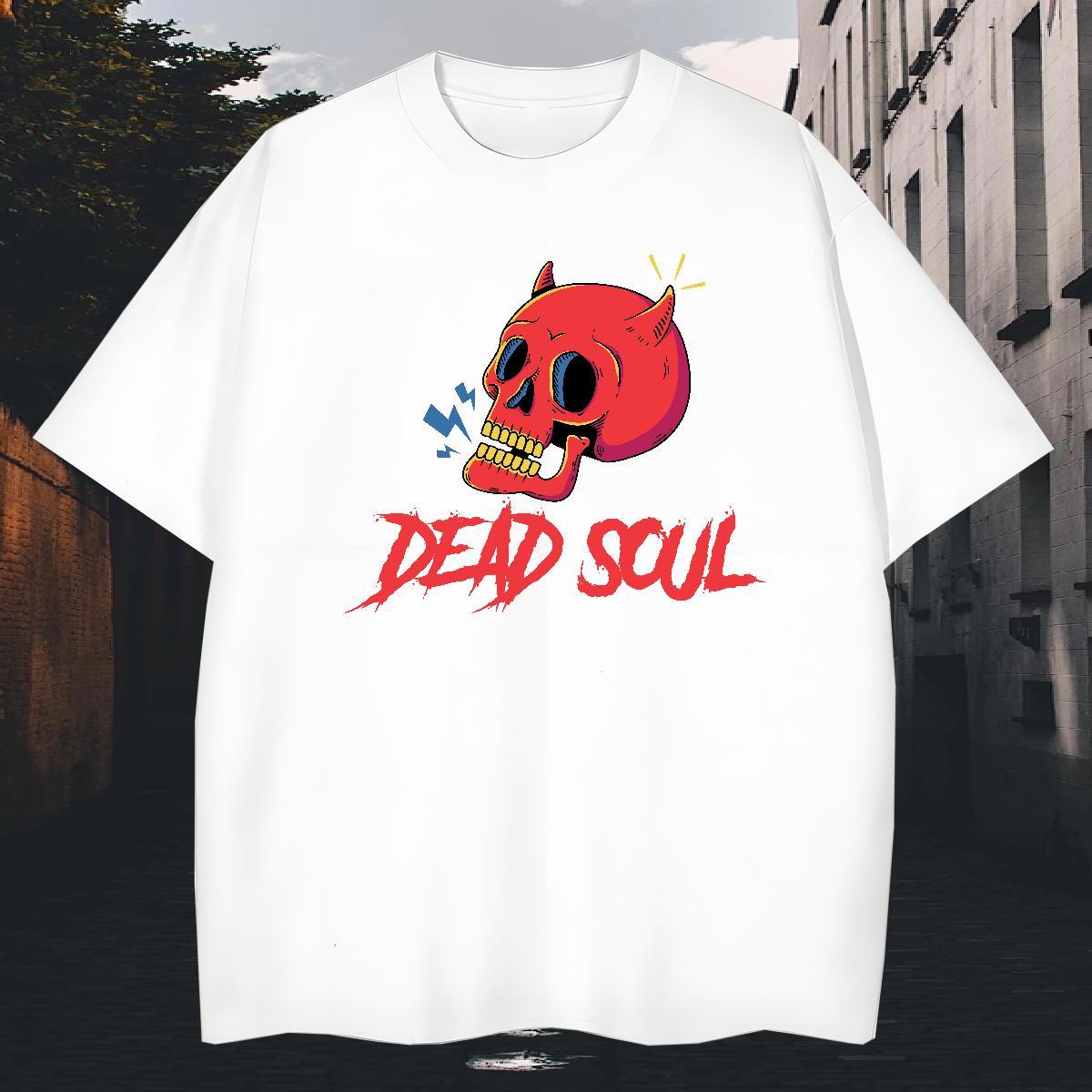 Comfortable Mens T Shirts 230g 100% Cotton skull Hip Hop Plus Size Cartoon Crew Neck Men Tshirts Casual New Tees