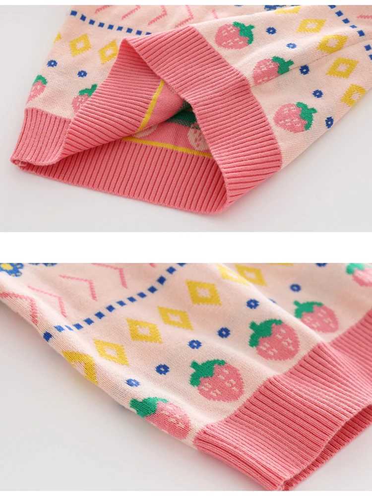 Childrens autumn and winter sweaters girls strawberry pattern childrens clothing girls sweaters knitted baby long sleeved warm knitted topsW240824
