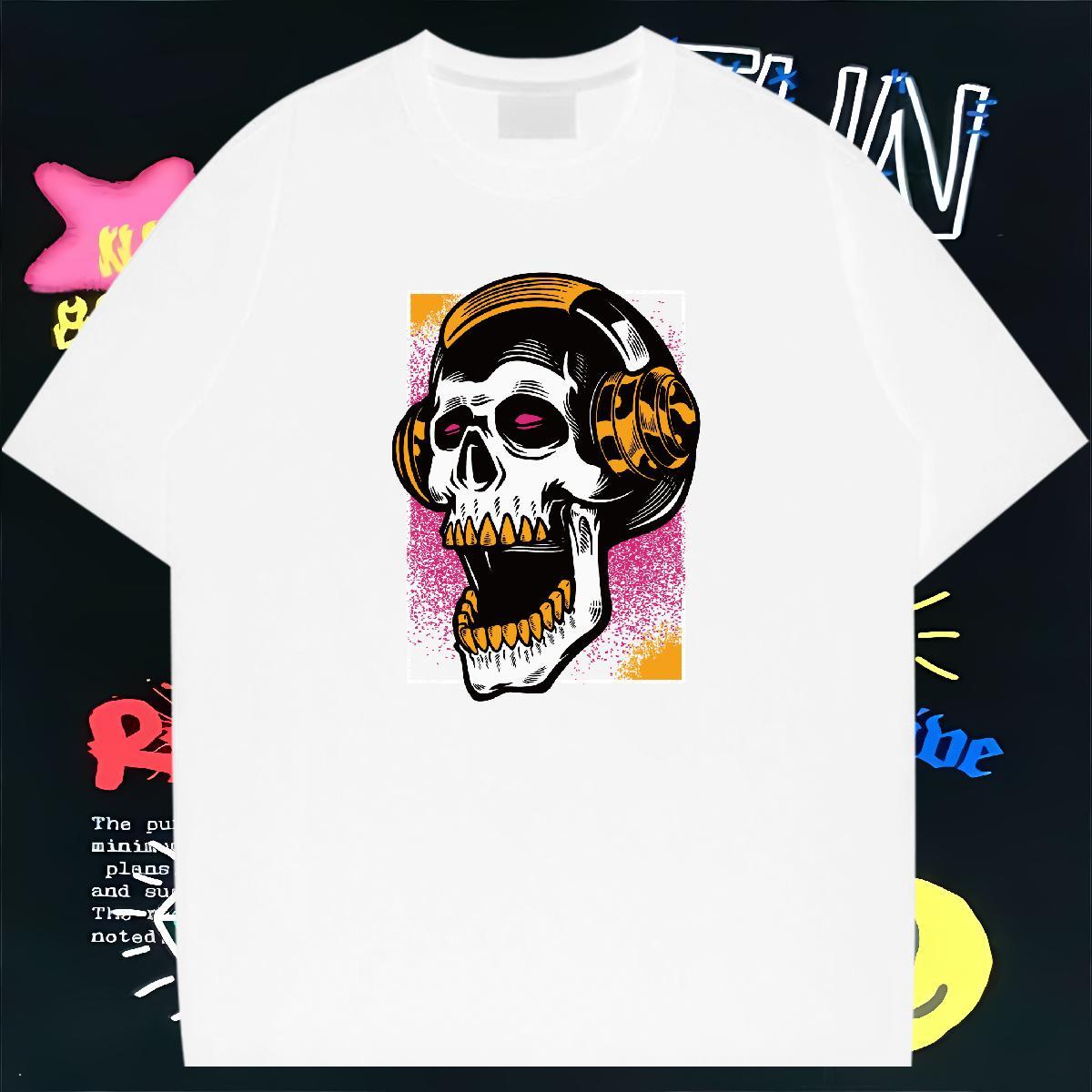 Cool Design Mens T Shirts 100% Cotton 230g skull Street DIY Printed Breathable Crew Neck Couples T Shirts 2024 DIY Polos