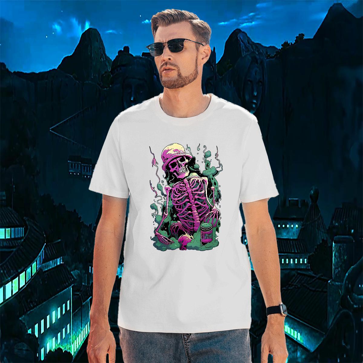 Cool Design Mens T Shirts 230g 100% Cotton skull Hip Hop Street DIY Printed Breathable Short Sleeve Men Tshirts Stylist Tees Shirts