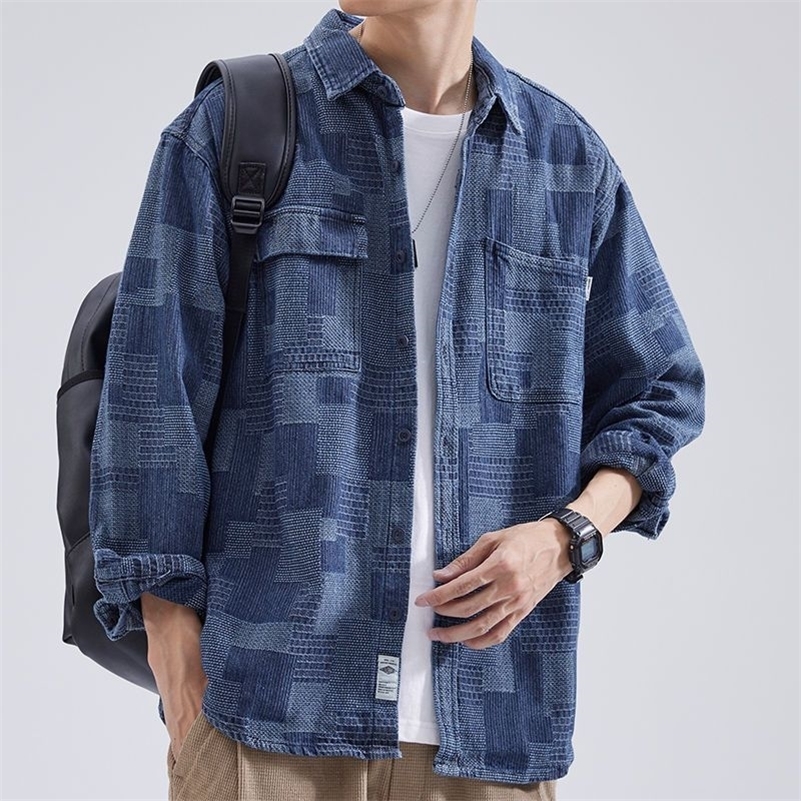 Spring Autumn Fashion Temperament Trend Japanese Denim Jacket Man Simple Casual Loose Vintage Male Tops Streetwear Clothes 240824