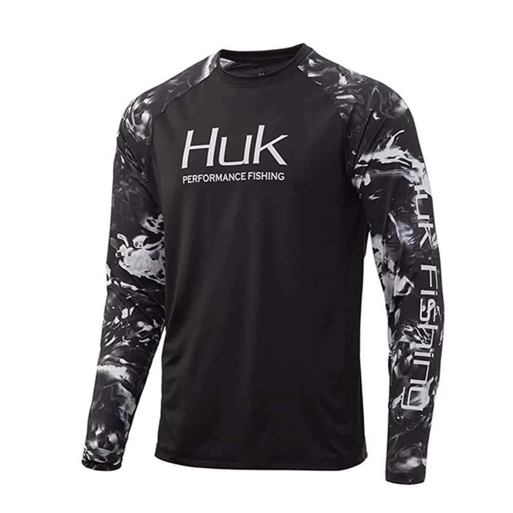 Men's T-Shirts HUK Fishing Shirt Long Sleve Uv Protective Clothing Mens Outdoor Summer Jersey Upf 50 Clothing Performance Breathable Fishing Y240826CXA8