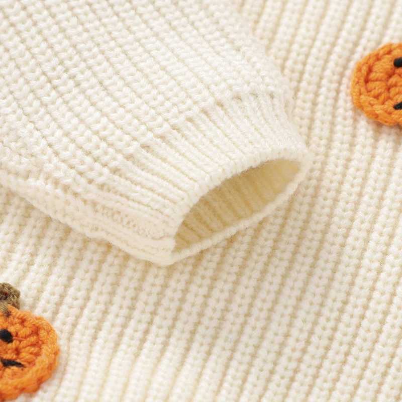 New Baby Boys and Girls Clothing Winter Orange Halloween Pumpkin Knitted Newborn Baby Unisex Sweatshirt Pulleys Purple Toddler JumperW240824