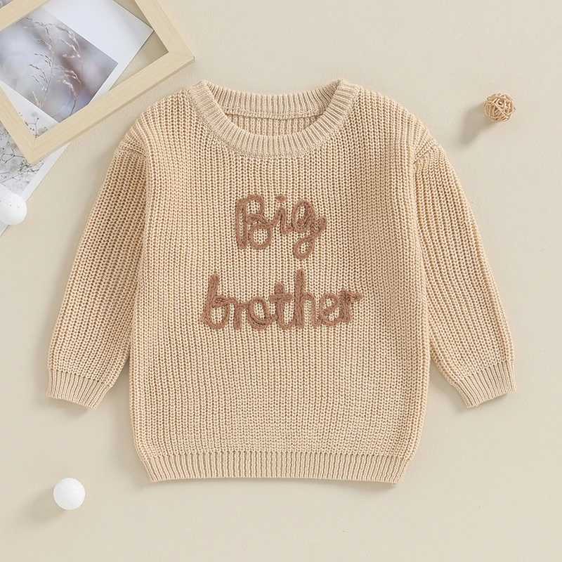Autumn and Winter Childrens Sweater Newborn Cotton Long Sleeve Letter Embroidered Loose Knitted Top SweaterW240824