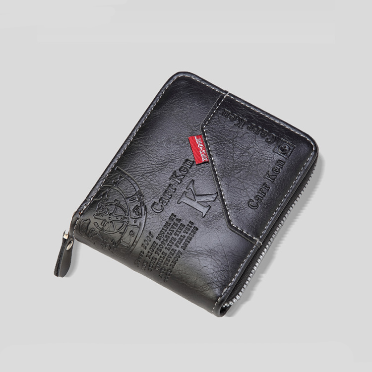 2024 new wallet men's short version Korean horizontal small wallet driver's license bag splicing pickup bag zipper coin purse