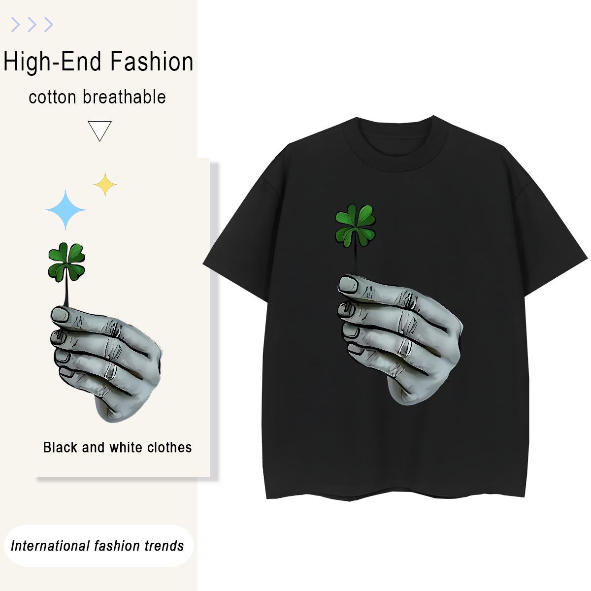 Designer Men T Shirts 230g Pure Cotton hands Street wear Hip Hop Custom Printed O-Neck Short Sleeve Men Clothes T-Shirt 2024 DIY Tee Shirt