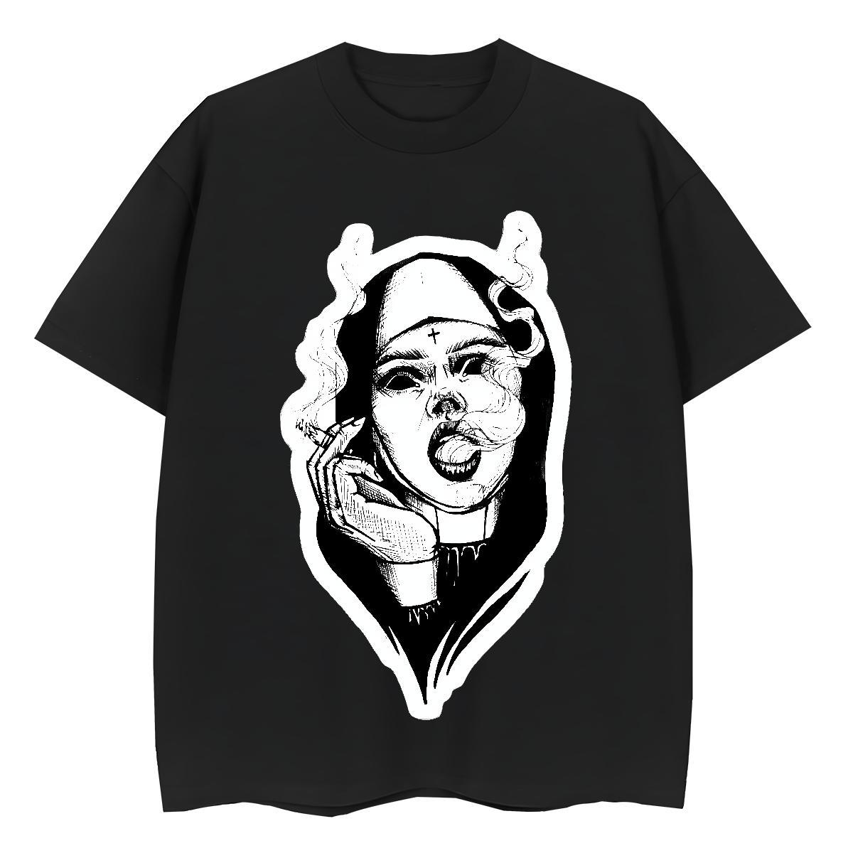 Loose Unisex Tshirts 100% Cotton 230g nun Daily Wear T Shirts Women Crew Neck Breathable Customized Print Tops
