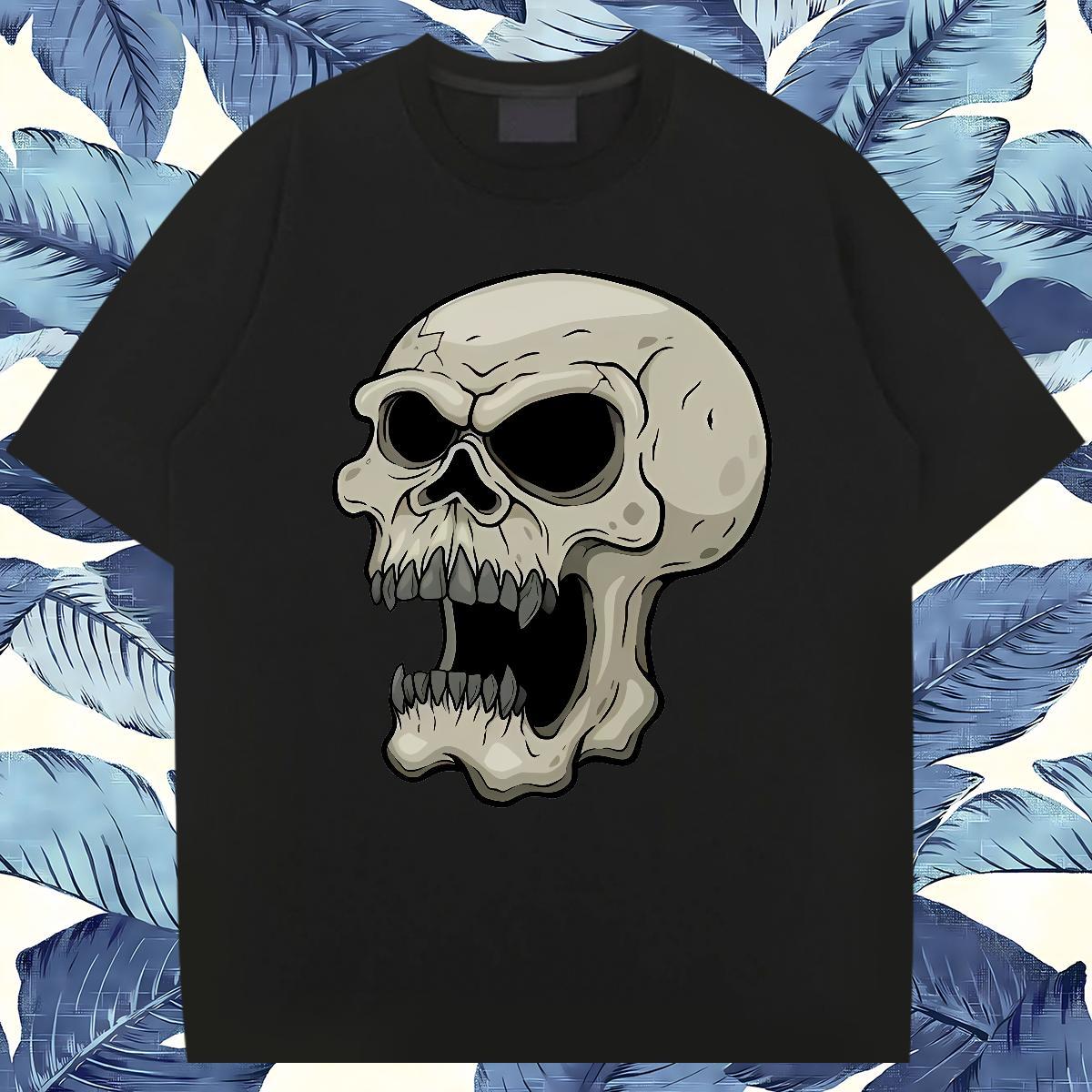 Free Shipping T shirt 100% Cotton 230g skull Casual Beach DIY Printed Breathable Mens Tshirts 2024 Wear
