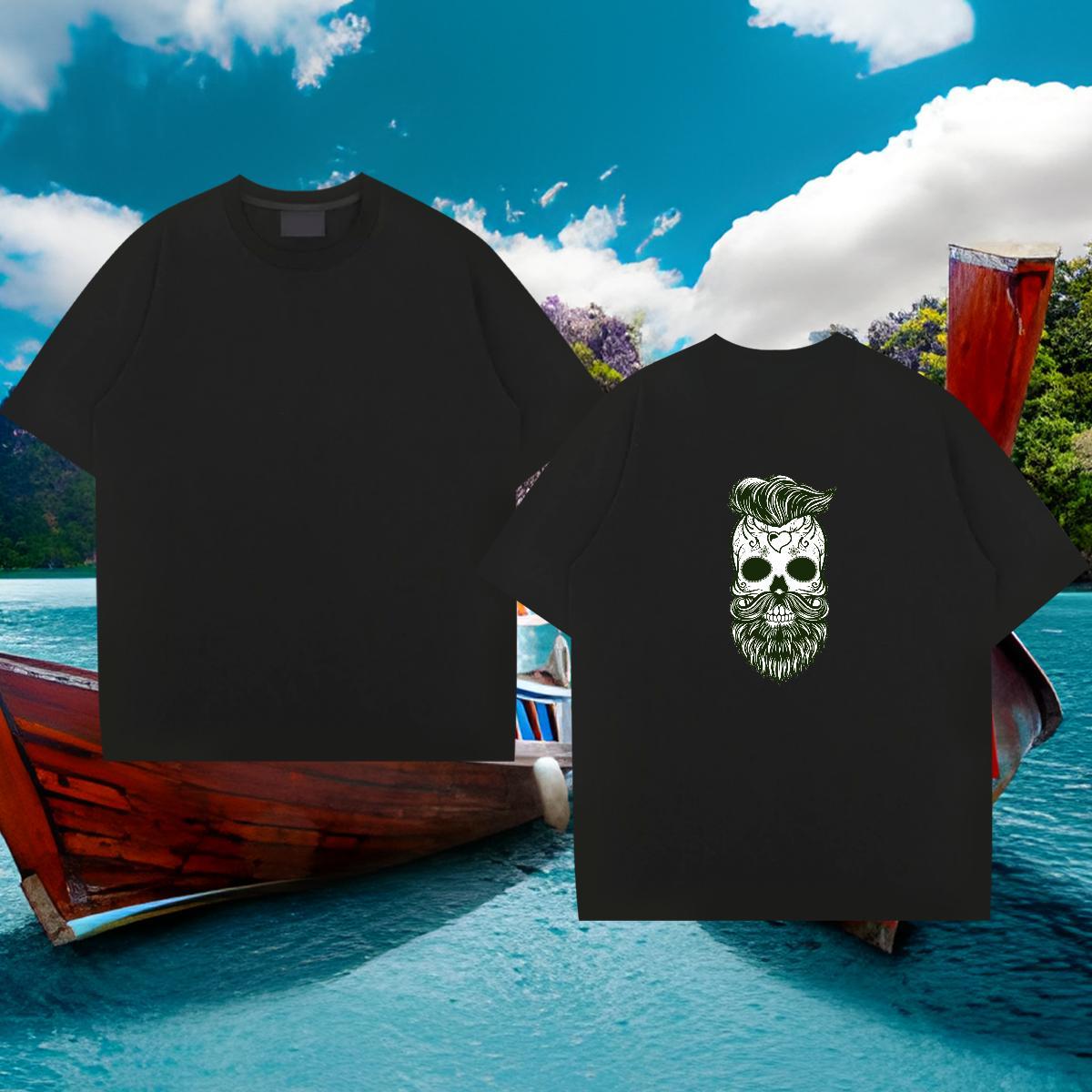 Popular T Shirt For Man 230g 100% Cotton skull Daily Outfit Customized Print Crew Neck Tshirts Classic Casual Polos