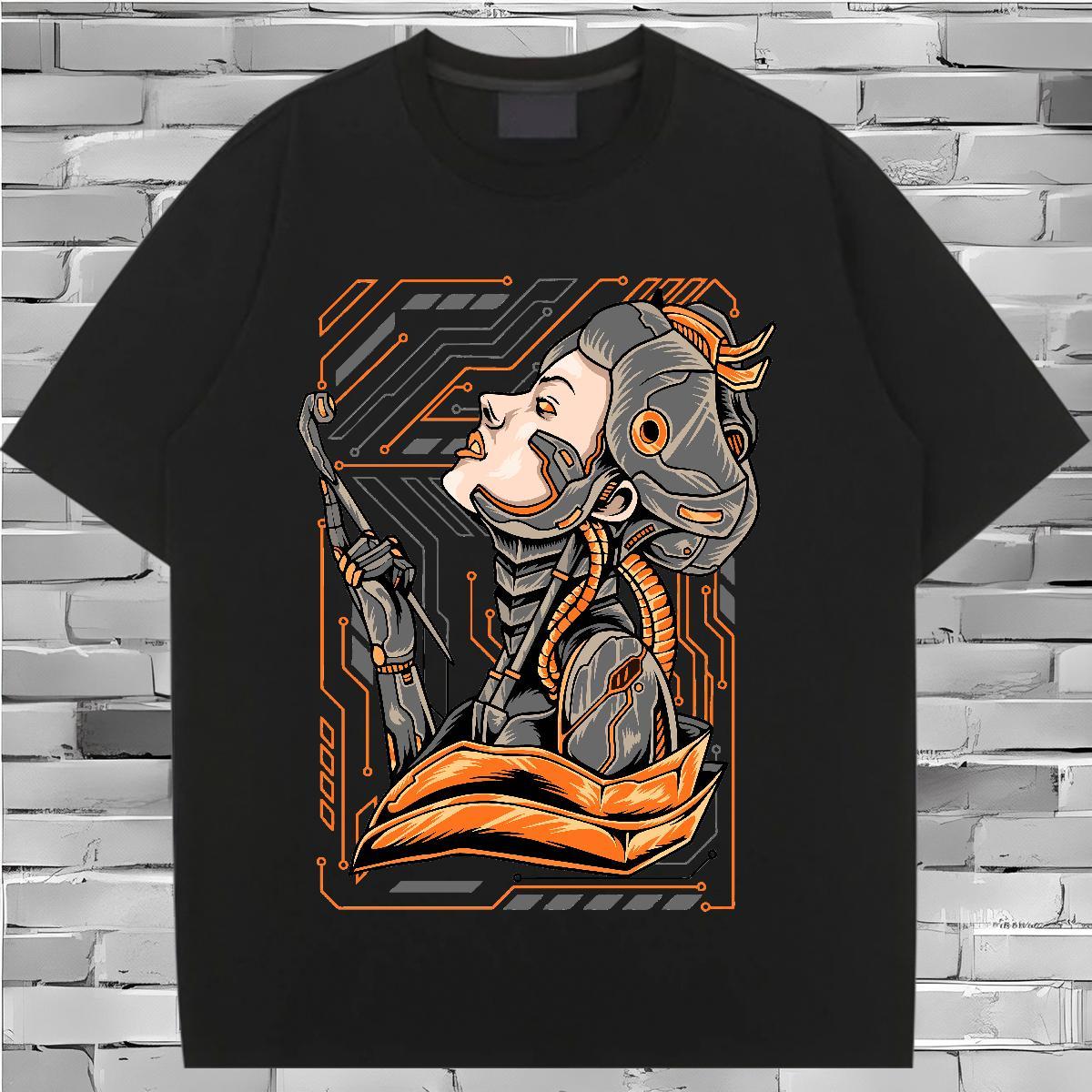 Popular Couples T Shirts 230g Cotton scare Street Wear T Shirt For Woman Breathable Crew Neck Cartoon Printing L-4XL Tees Shirts