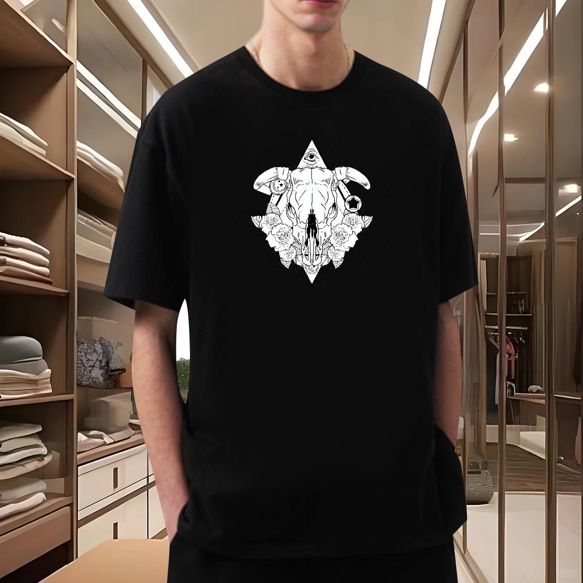 Cool Design T Shirts Men 230g Cotton eye of the devil Casual Daily Wear Custom Printed Breathable Short Sleeve Men Tees 2024 Designer Tops