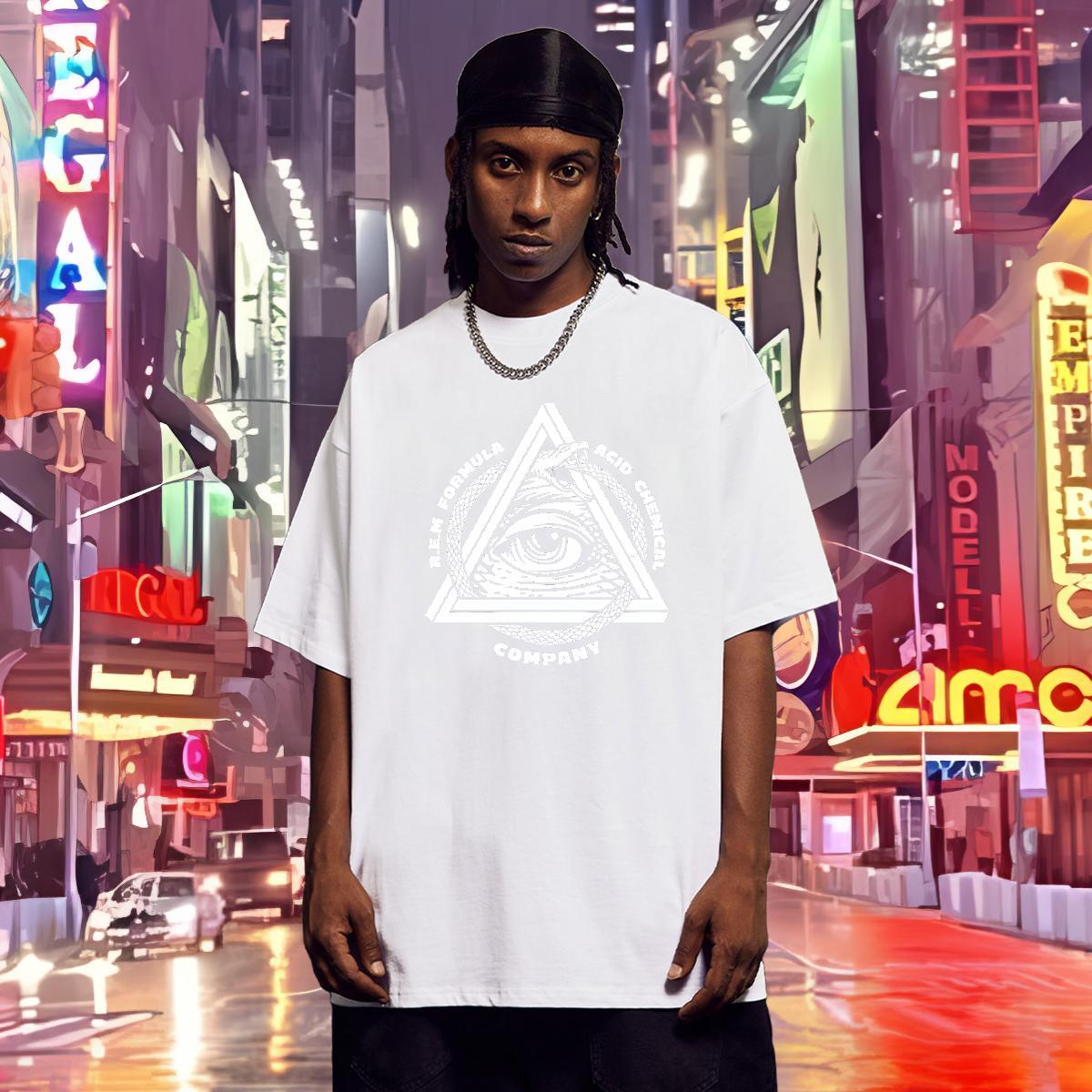 Free Shipping T-Shirts 230g 100% Cotton eye of the devil Sports Casual White Plus Size Round Neck Short Sleeve Men Tshirts Fashion Casual Clothes