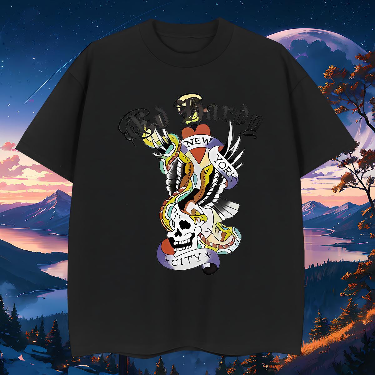 Wholesale Men T Shirts 230g 100% Cotton skull Outdoor Black Oversized Crew Neck Breathable Couples T Shirts Fashion Design Tshirts