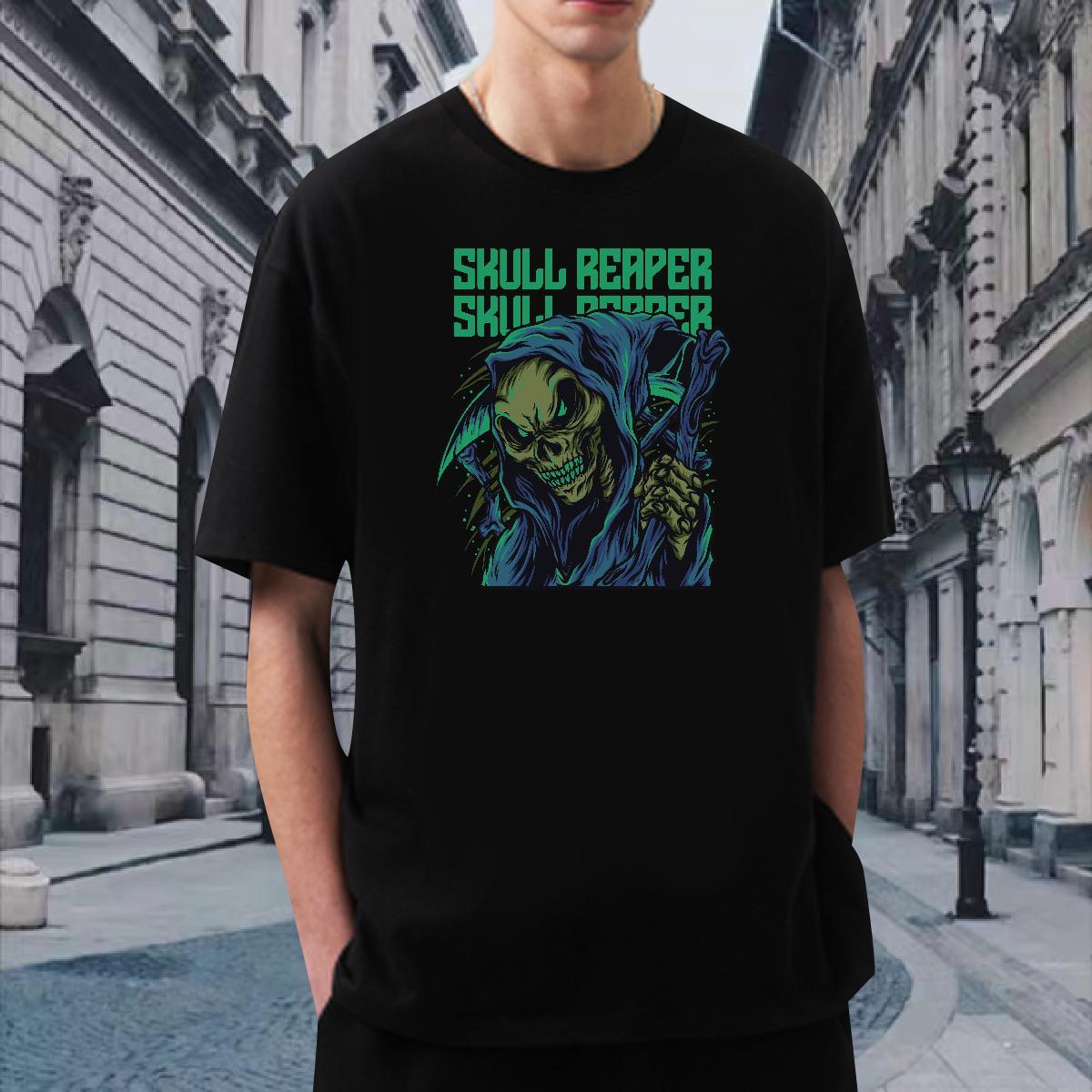 Cool Design T-Shirts for Men 230g Pure Cotton skull Street Casual Customized Print Breathable Crew Neck Mens Tshirts 2024 Designer Tops Tees