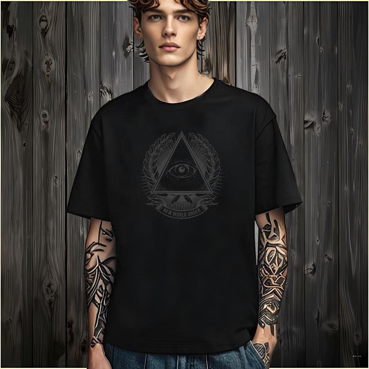 Soft Man T Shirts 230g Cotton eye of the devil Street Casual Customized Breathable Soft Men Clothes T-Shirt Casual New Tops