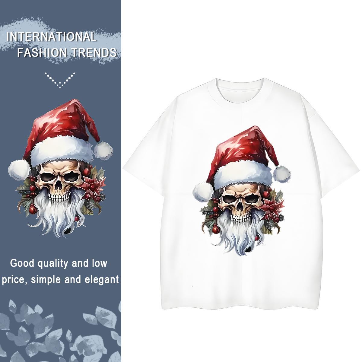 Loose Fit T shirt 230g Pure Cotton Christmas hat Street Plus Size Custom Breathable Soft Couples T Shirts 2024 Summer Tees Shirts