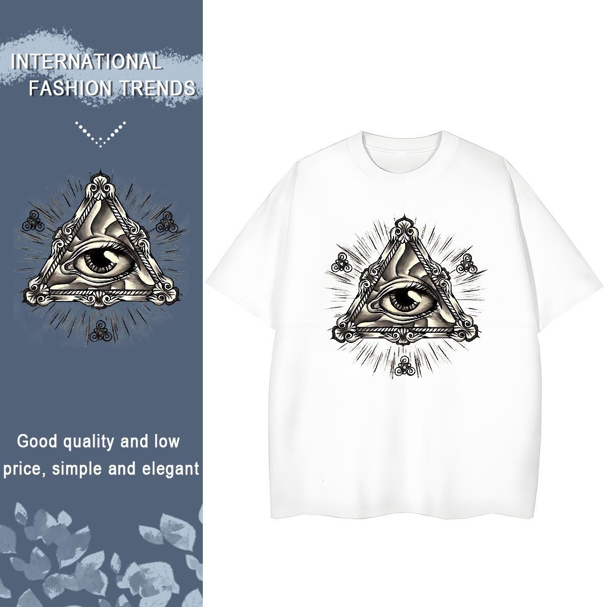 Soft T shirt 230g Cotton eye of the devil Street Wear Custom Print Plus Size Breathable Short Sleeve Men Tops Tees 2024 Top Tees