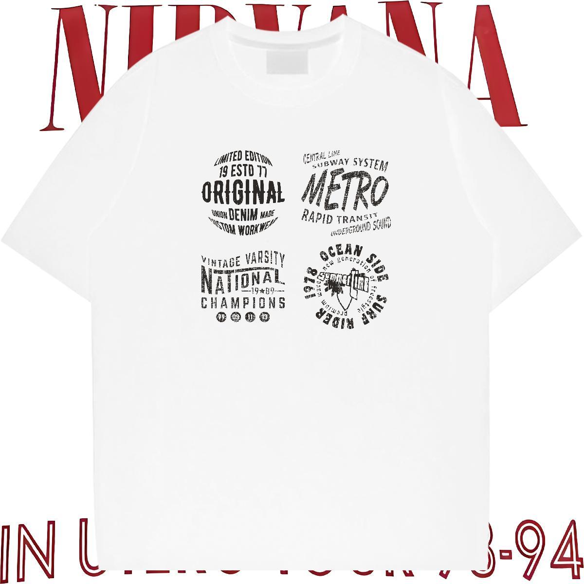 Wholesale T Shirts Men 230g Cotton letter Anime Printing Street Black White Crew Neck Breathable Men Tops Tees 2024 New Tshirts