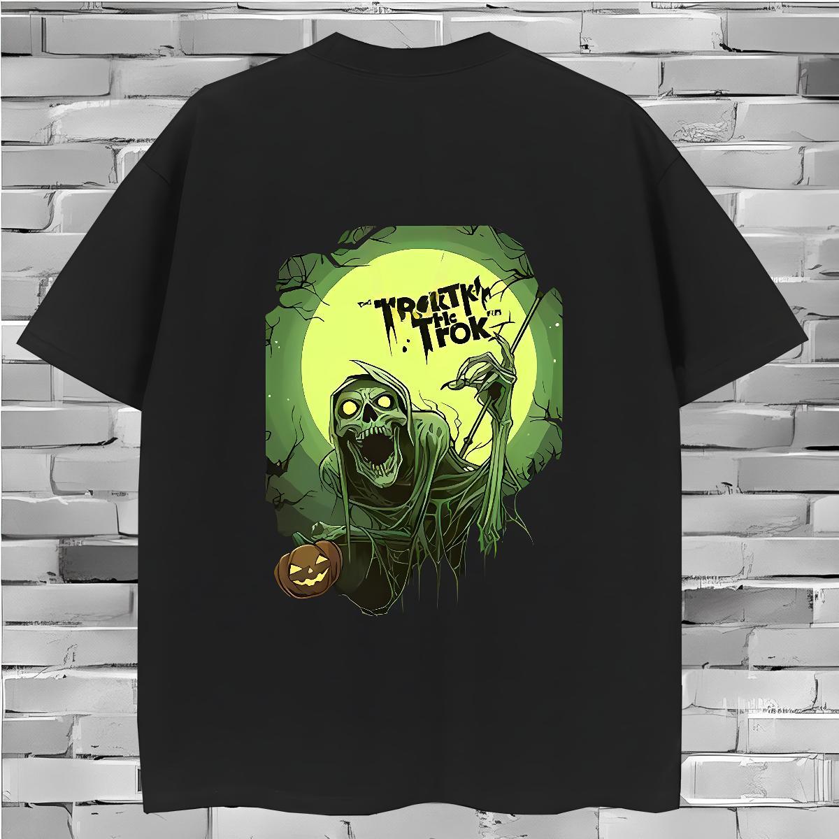 Loose Men T Shirts 230g 100% Cotton skull Home Outdoor Oversized Breathable Short Sleeve Men Tops Tees Fashion New Wear