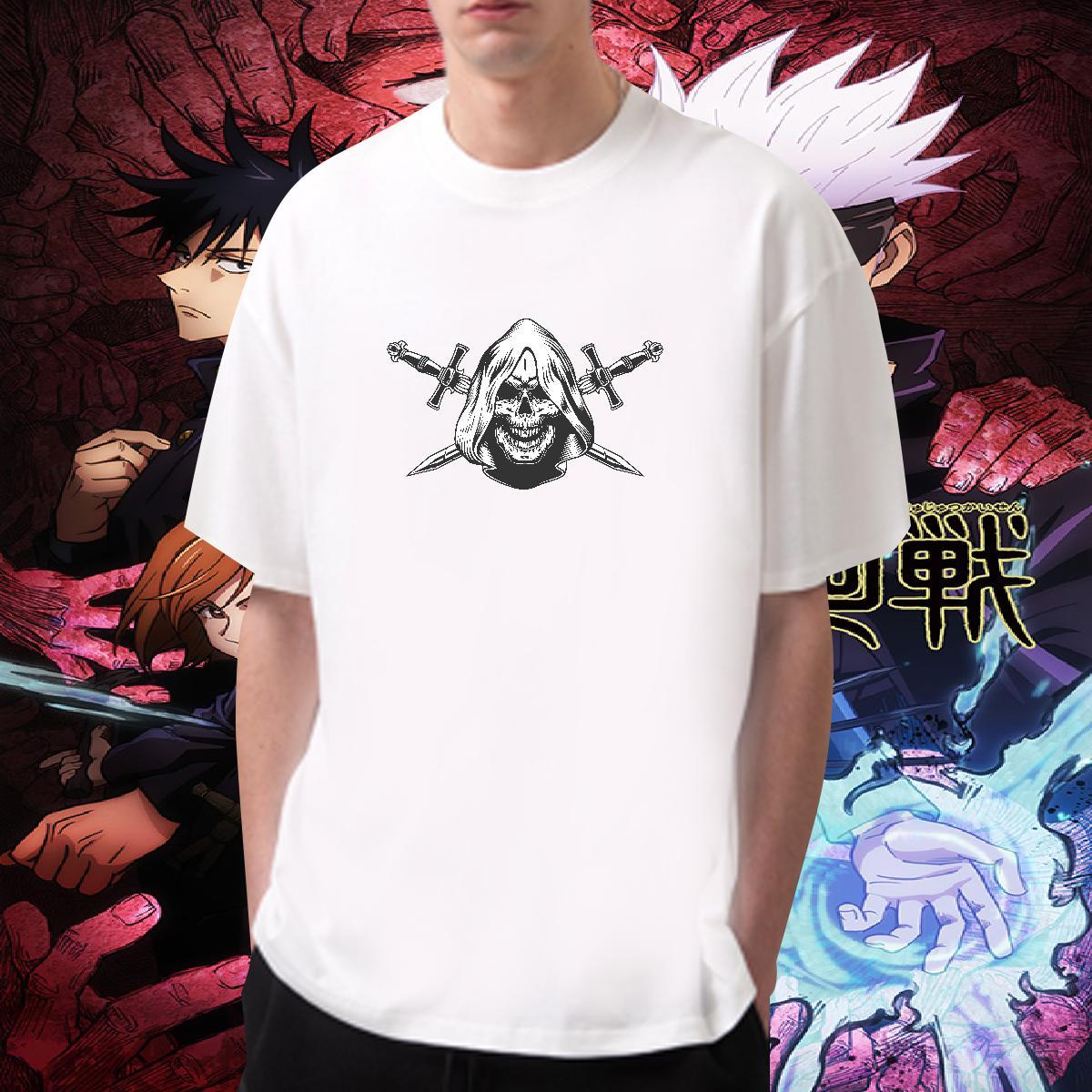 Loose T Shirts Men 230g Pure Cotton skull Sport Customized Print Breathable Soft Men Tshirts New Tops Tees
