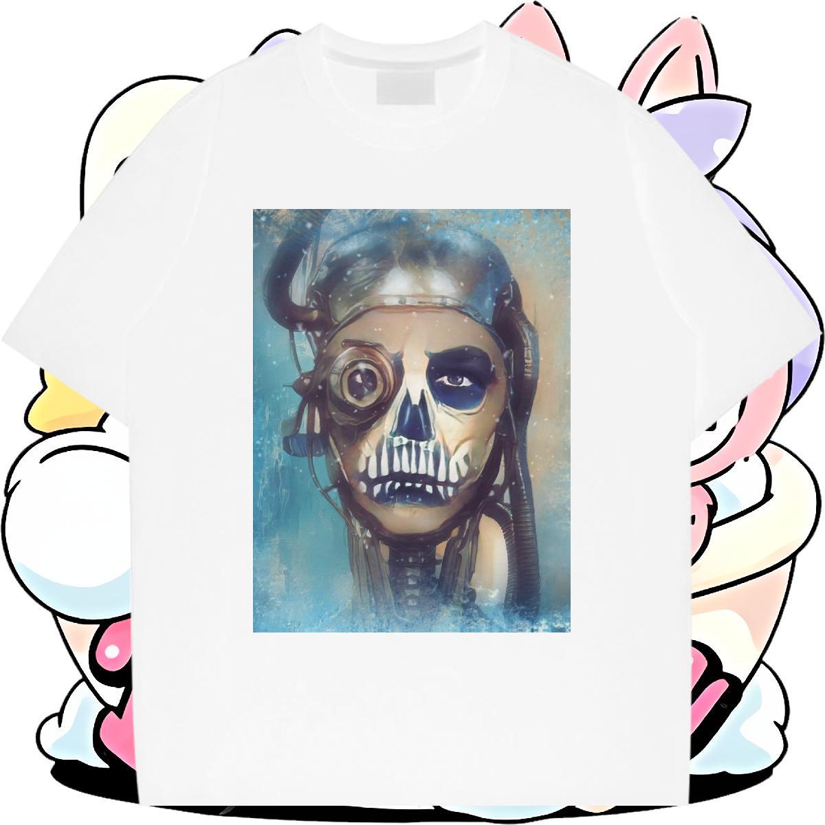 Loose Fit Mens T Shirts 230g Cotton skull Daily Wear Custom Print Plus Size Pure Cotton Men Clothes T-Shirt 2024 New Tops Tees