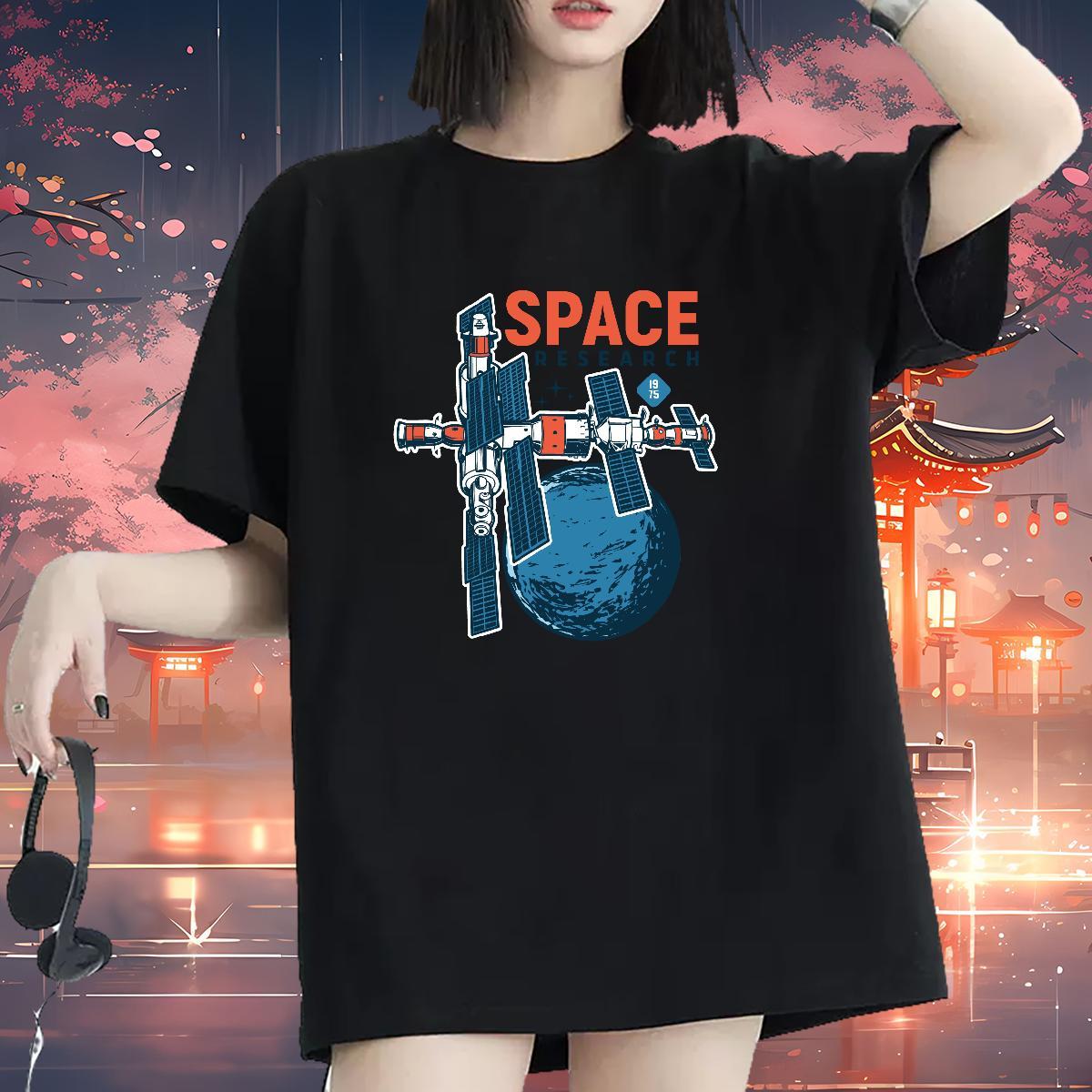 5A Women Tees 230g Pure Cotton planet Casual T-Shirts Short sleeve Soft Oversized L-4XL Top Shirts