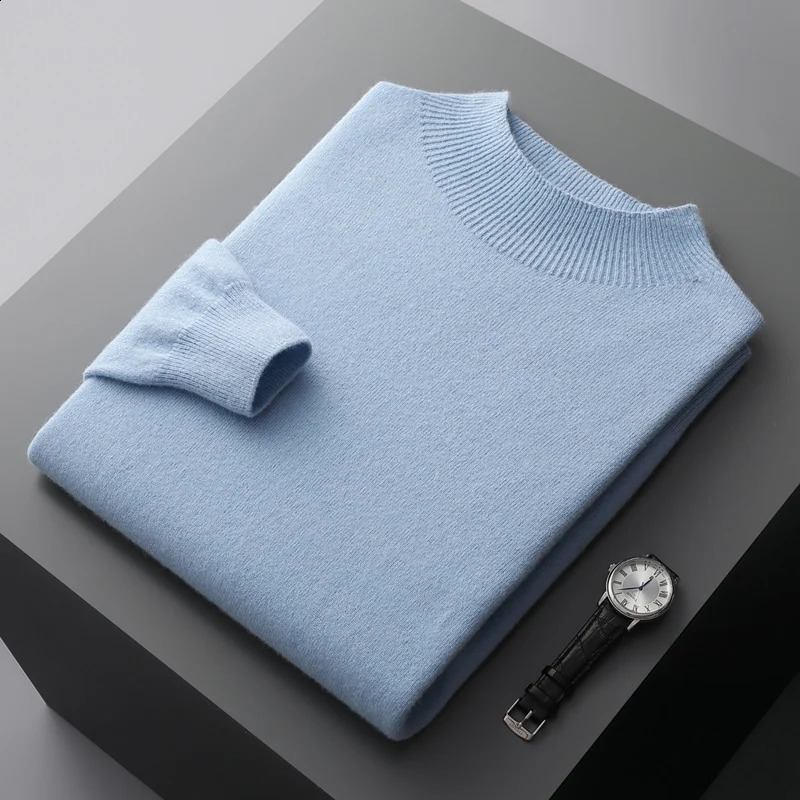 Autumn/Winter Men Cashmere Sweater First-Line Ready-To-Wear Pullover Half Turtleneck Casual Sweater Pure Wool Knit Shirt 240826