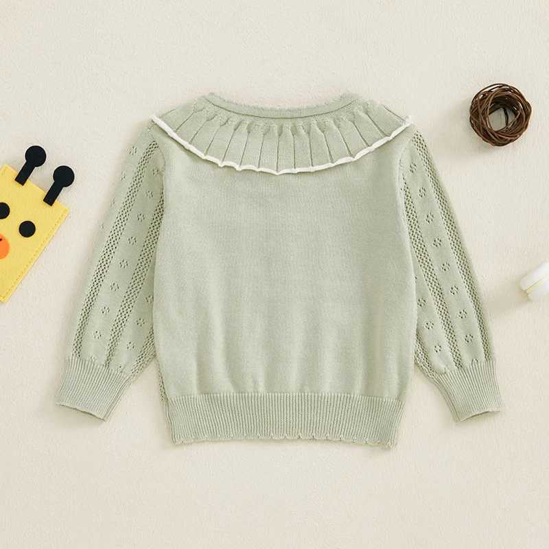 Childrens long sleeved doll collar sweater cardigan baby boy girl cotton casual top newborn spring thin knitted jacketW240824
