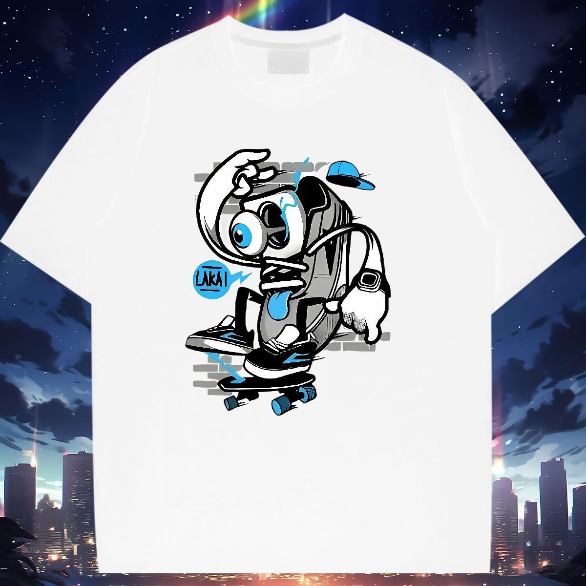 Female Unisex Tshirts 230g Pure Cotton painting Sport T-Shirts O Neck Short Sleeves Black Oversized Tops Tees