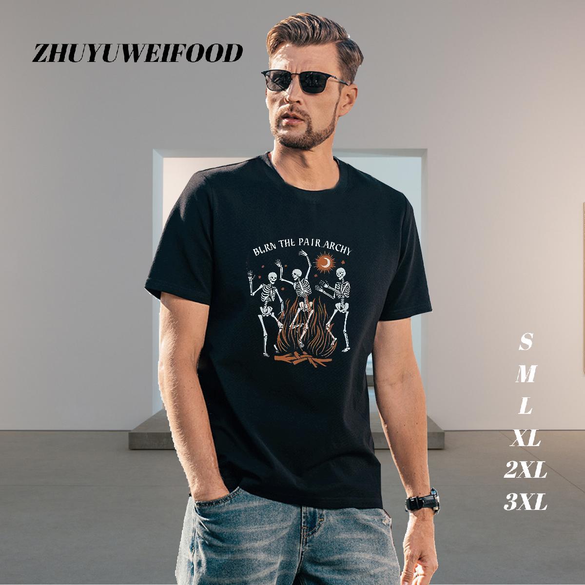 Loose T-Shirts for Men 230g Pure Cotton moon Street Oversized 3XL 4XL Breathable Crew Neck Mens Tshirts Customized Wear