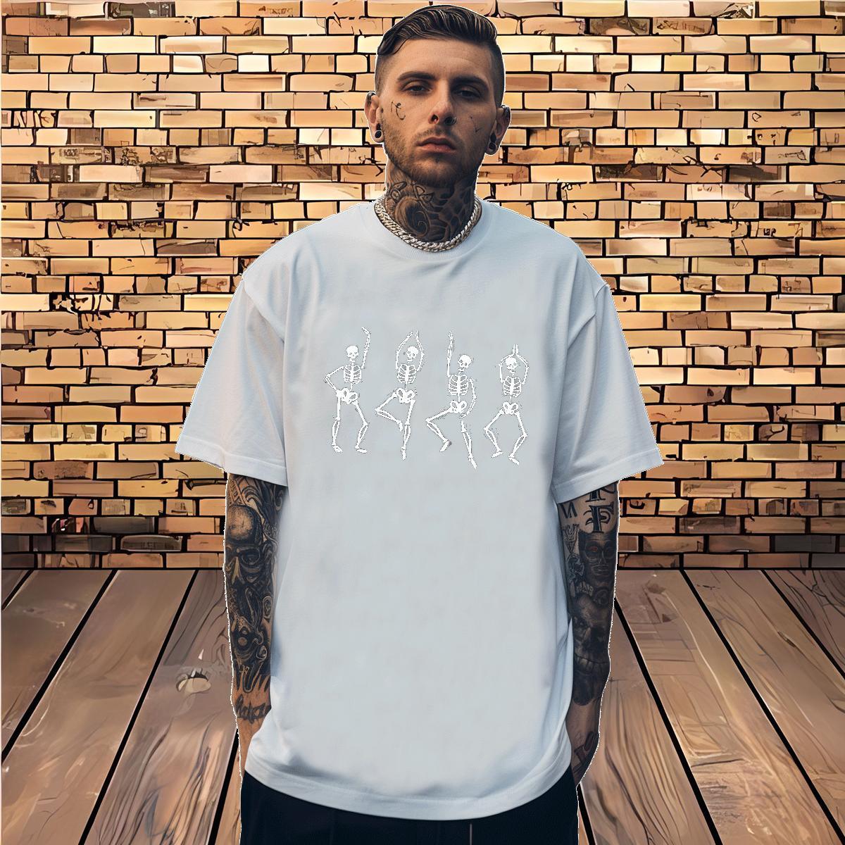 Popular Man T Shirts 230g Pure Cotton dance Casual Daily Wear Black White Crew Neck Breathable Men Tops Tees 2024 Designer Clothes