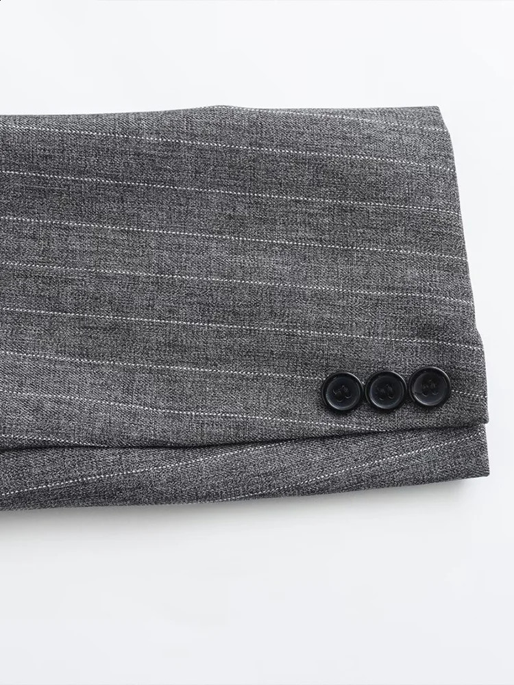 Willshela Women Fashion With Pockets Striped Single Breasted Blazer Vintage Notched Neck Long Sleeves Female Chic Lady Outfits 240826