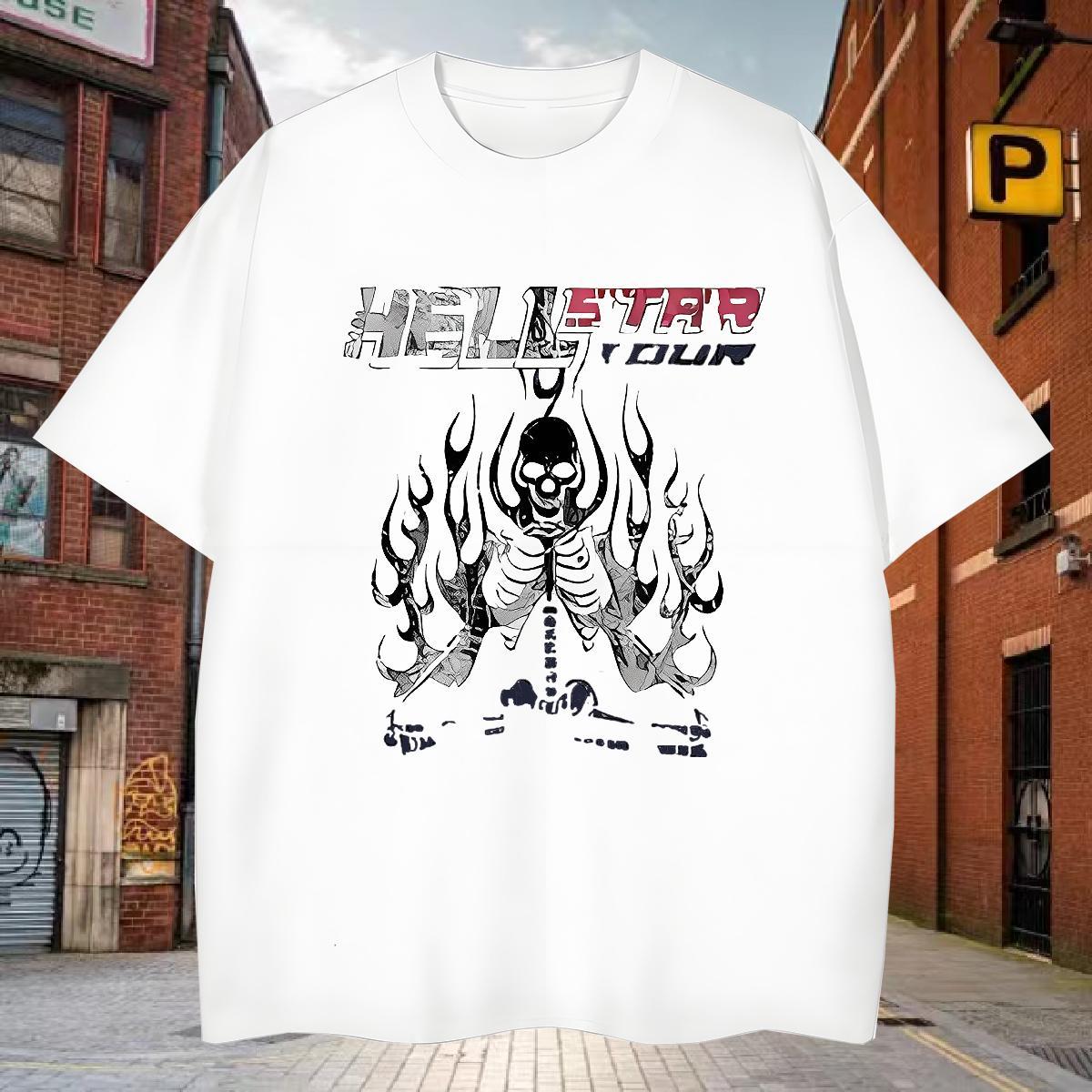Unisex T-Shirts for Men 230g Pure Cotton skull Street Oversized Breathable Soft Men Tees Fashion New Polos