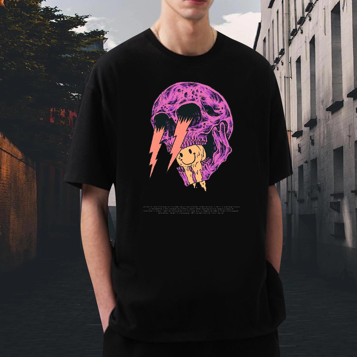 Loose Man T Shirts 230g 100% Cotton skull Hip Hop Skull Breathable Short Sleeve Mens Tshirts New Designer Polos